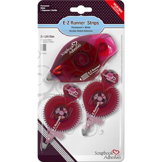 Scrapbook Adhesives by 3L® E-Z Runner® Permanent Tape Dispenser with 2 Refills